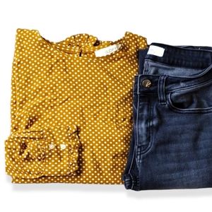 2/$30 Loft caramel polka dot blouse